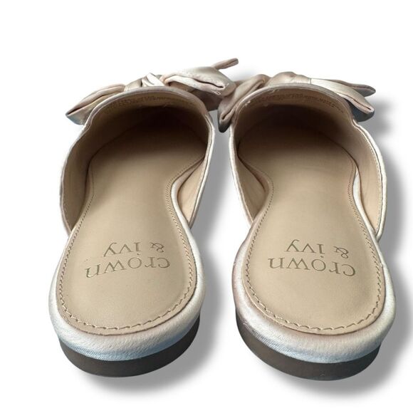 Crown & Ivy Elise Bow Glitter Mules Slip On Flats Size 6 - Picture 9 of 11